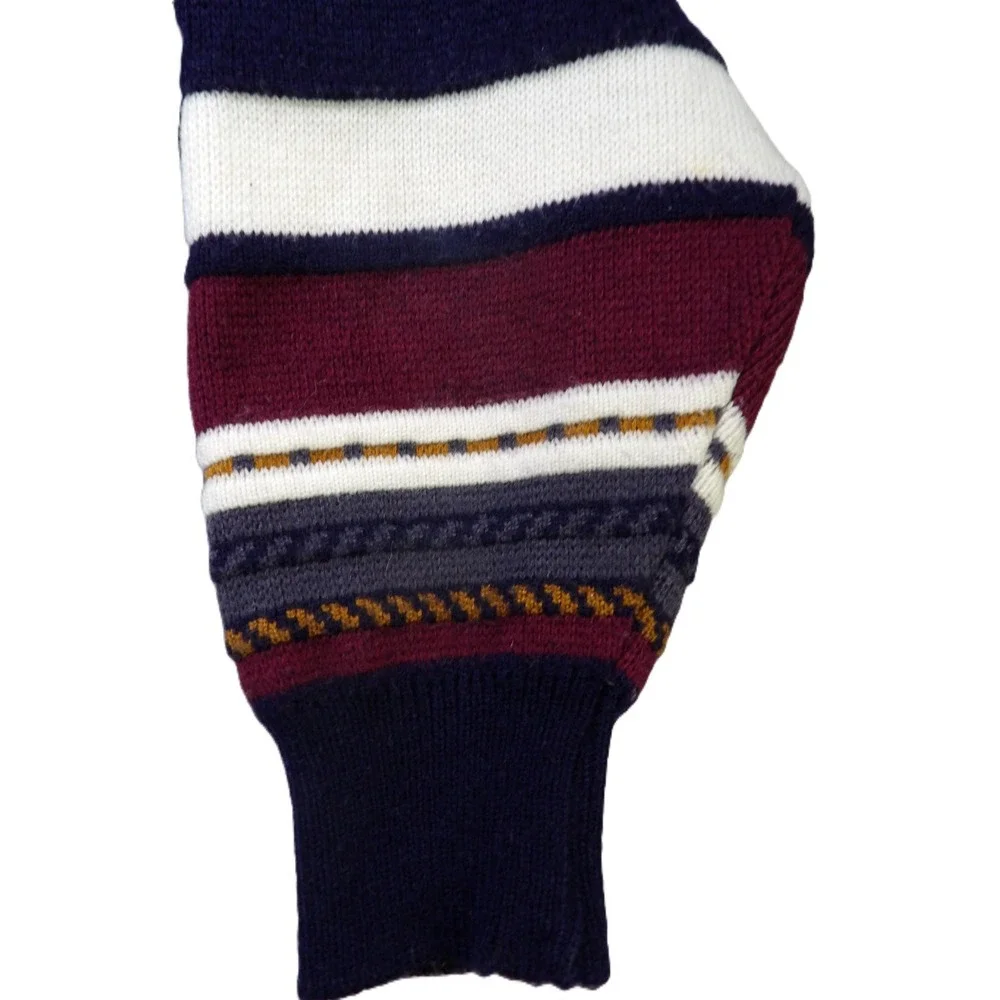 VTG Marc O'Polo 80s V-Neck Geometric Sweater Men 40 Navy Multicolored Wool Knit